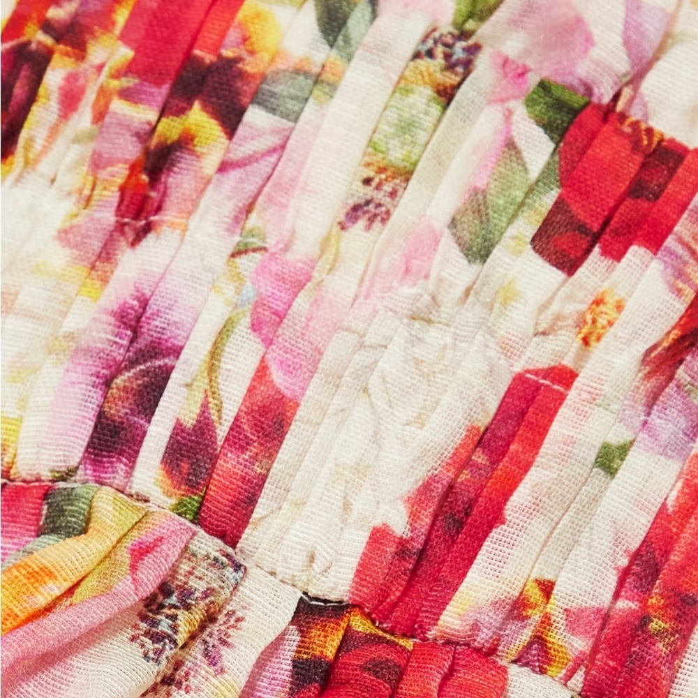 ZIMMERMANN Wonderland V-Neck Floral-Print Linen & Silk-Blend Organza Dress - Picture 6 of 13